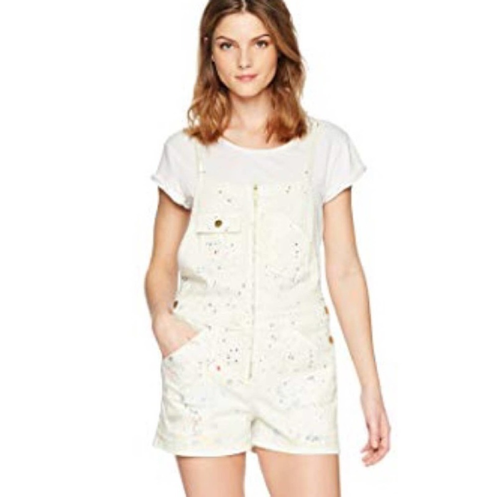 True Religion vintage paint splatter shorteralls